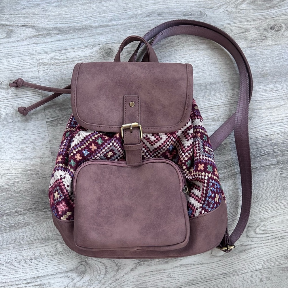 Lily Queen Canvas Backpack Boho Bohemian Aztec Pink Colorful Country Western